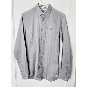 Ted Baker Button Up Shirt 2 (S/36) Polka Dot Gray Classic Preppy Long Sleeve Men